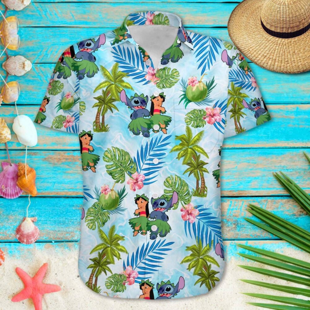 Lilo & Stitch Custom Buton Up Hawaiian Shirt HW022