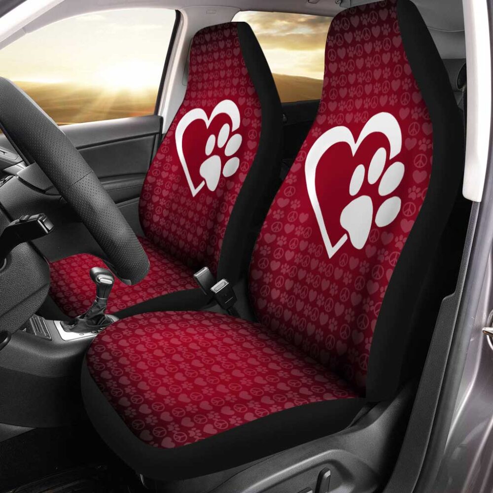 Love Peace Dog Paw Car Seat Covers