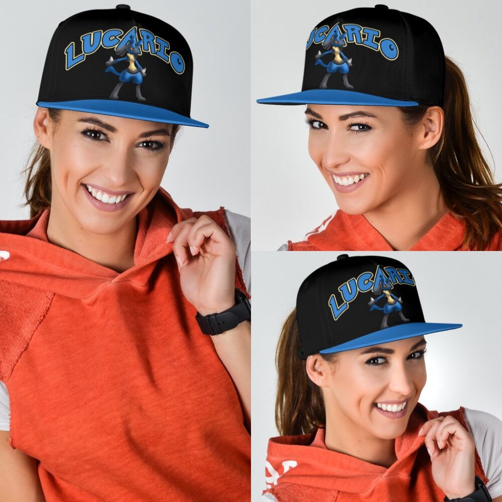 Lucario Snapback Hat Anime Fan Gift Idea