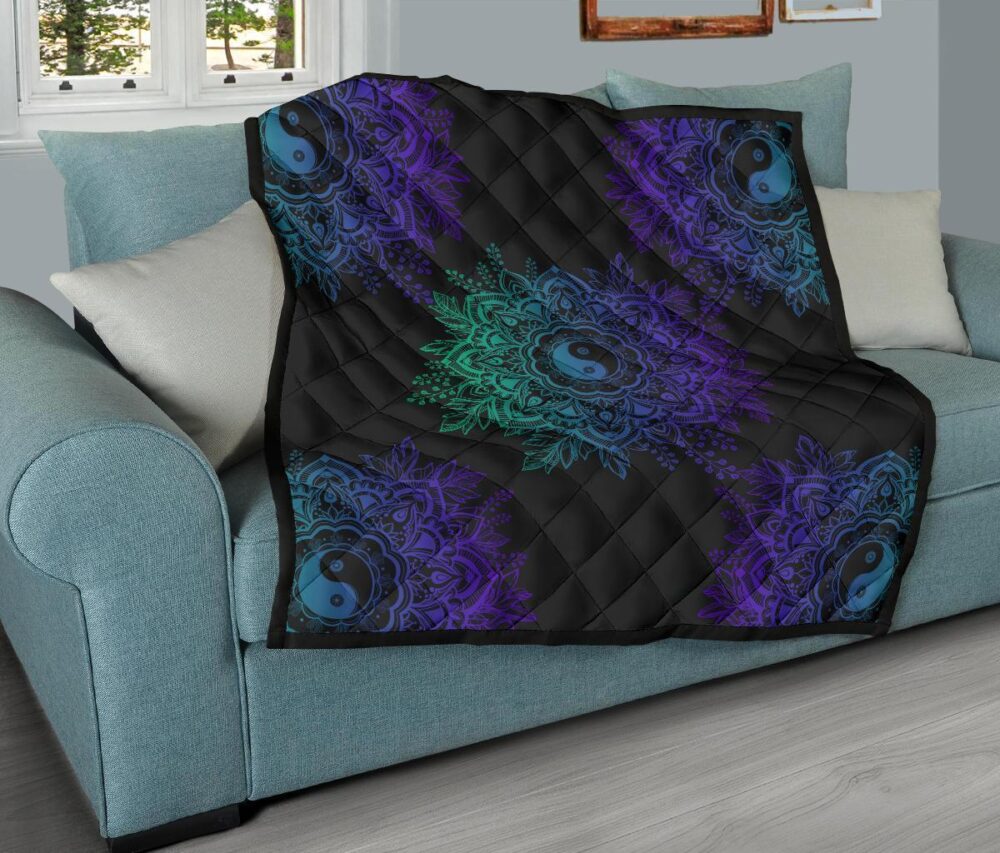 Mandala Yin and Yang Quilt Blanket For Yoga Lover