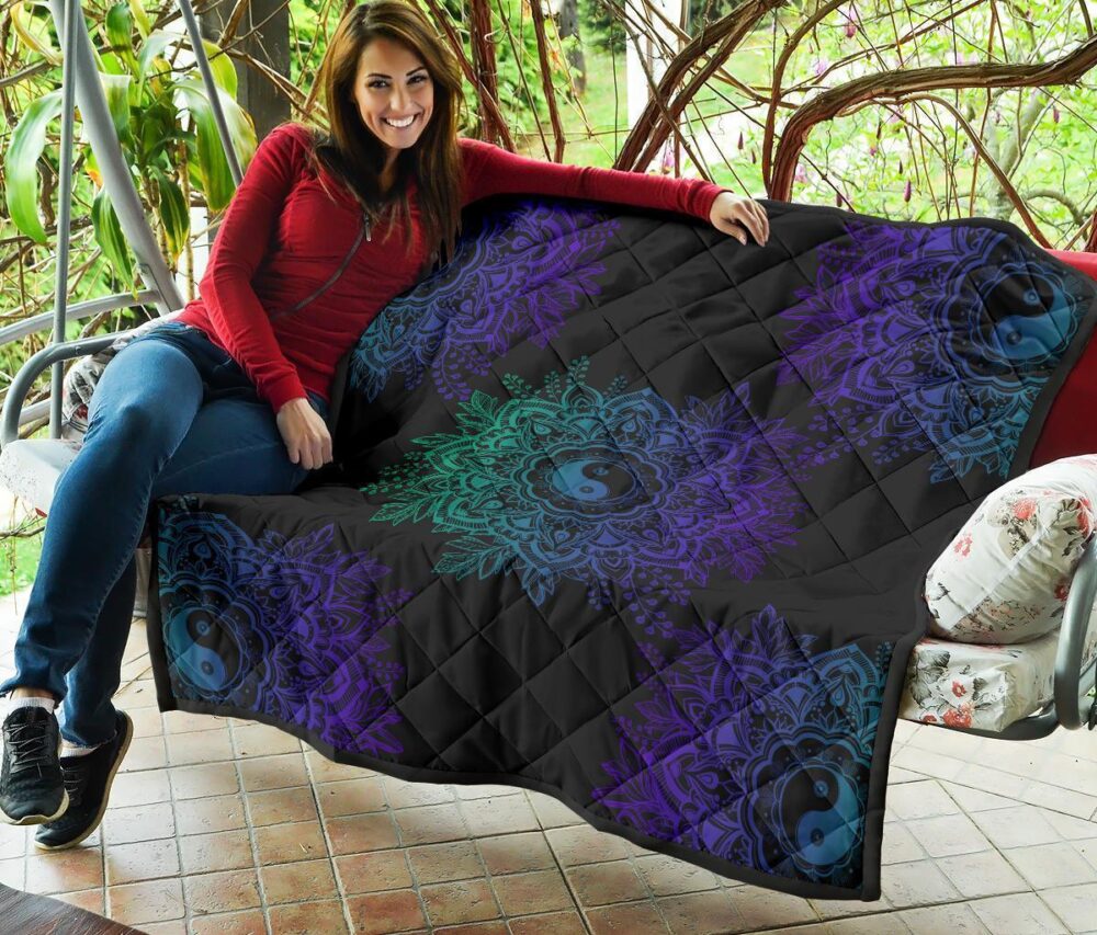 Mandala Yin and Yang Quilt Blanket For Yoga Lover