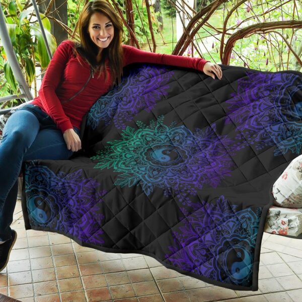 mandala yin and yang quilt blanket for yoga lover 0mz93