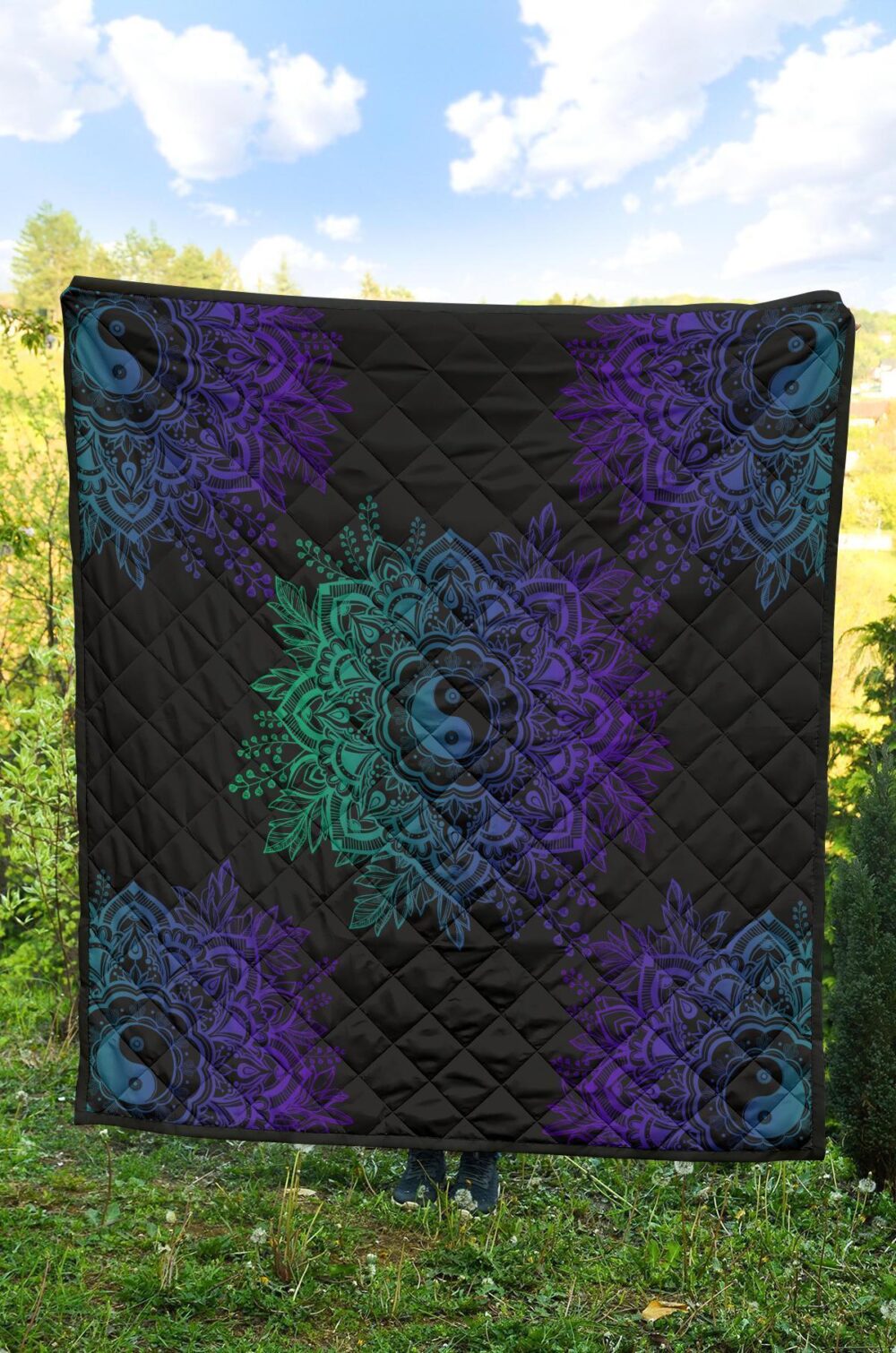 Mandala Yin and Yang Quilt Blanket For Yoga Lover