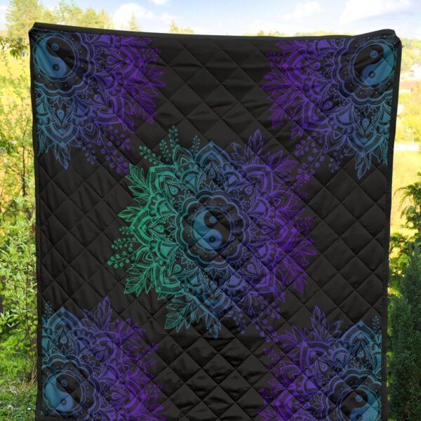 mandala yin and yang quilt blanket for yoga lover auxta