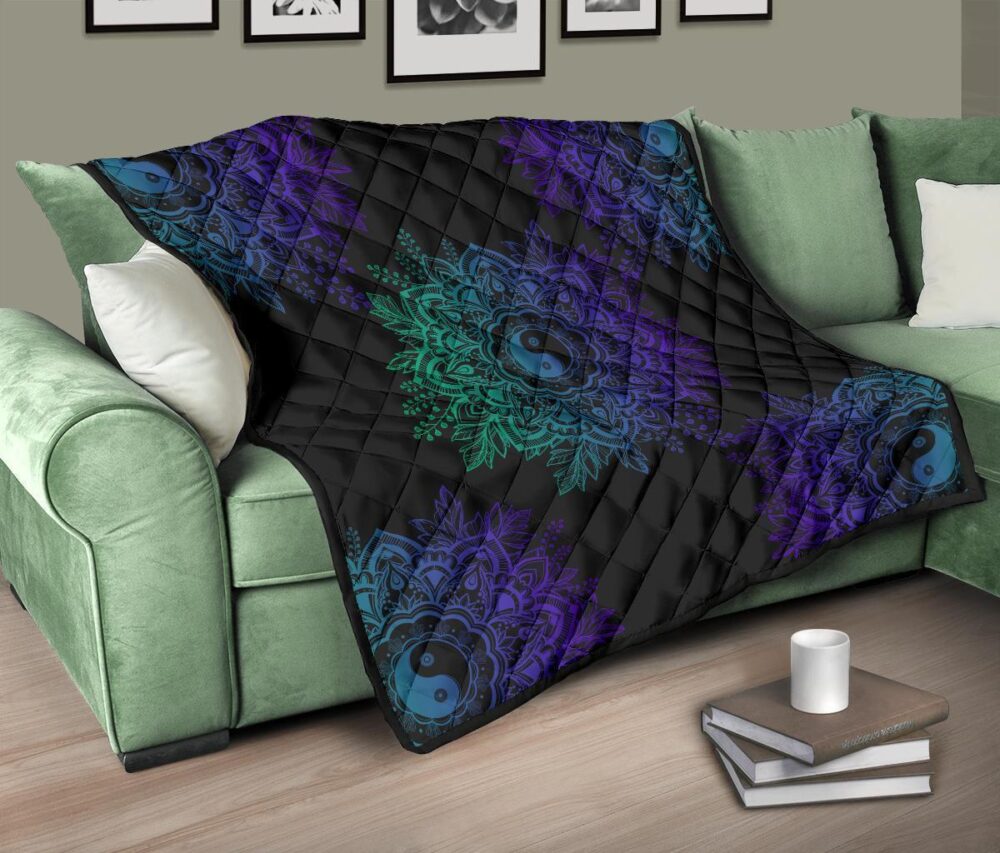 Mandala Yin and Yang Quilt Blanket For Yoga Lover