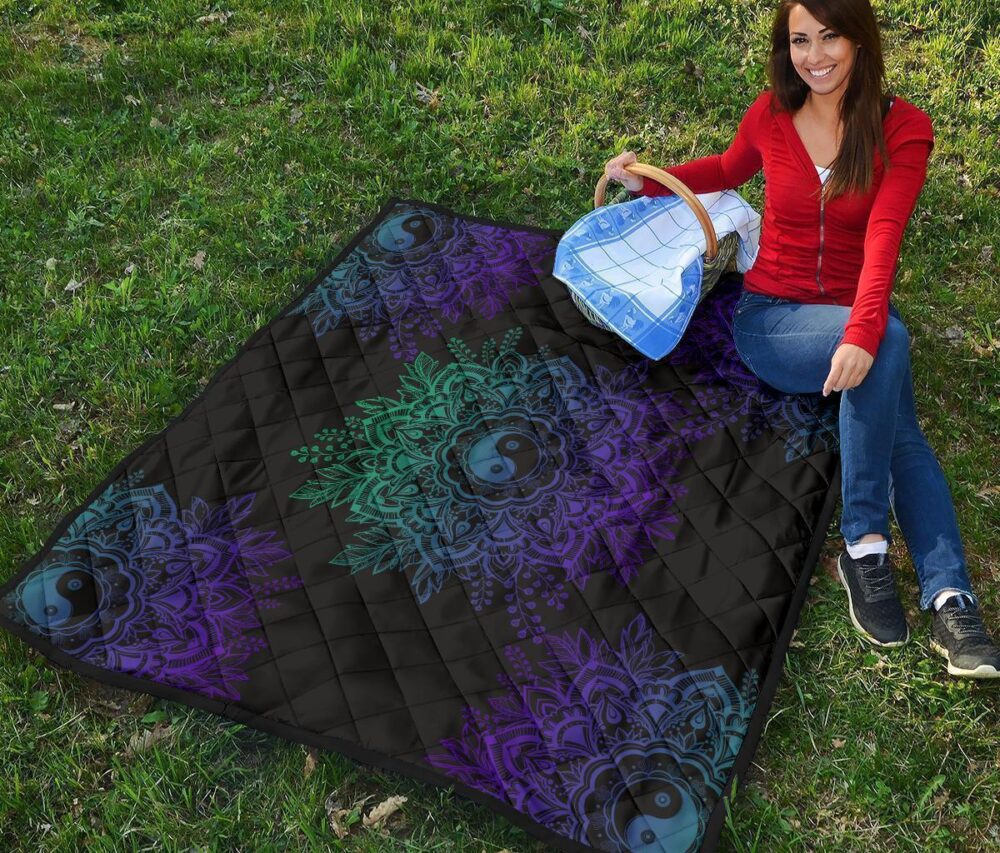 Mandala Yin and Yang Quilt Blanket For Yoga Lover