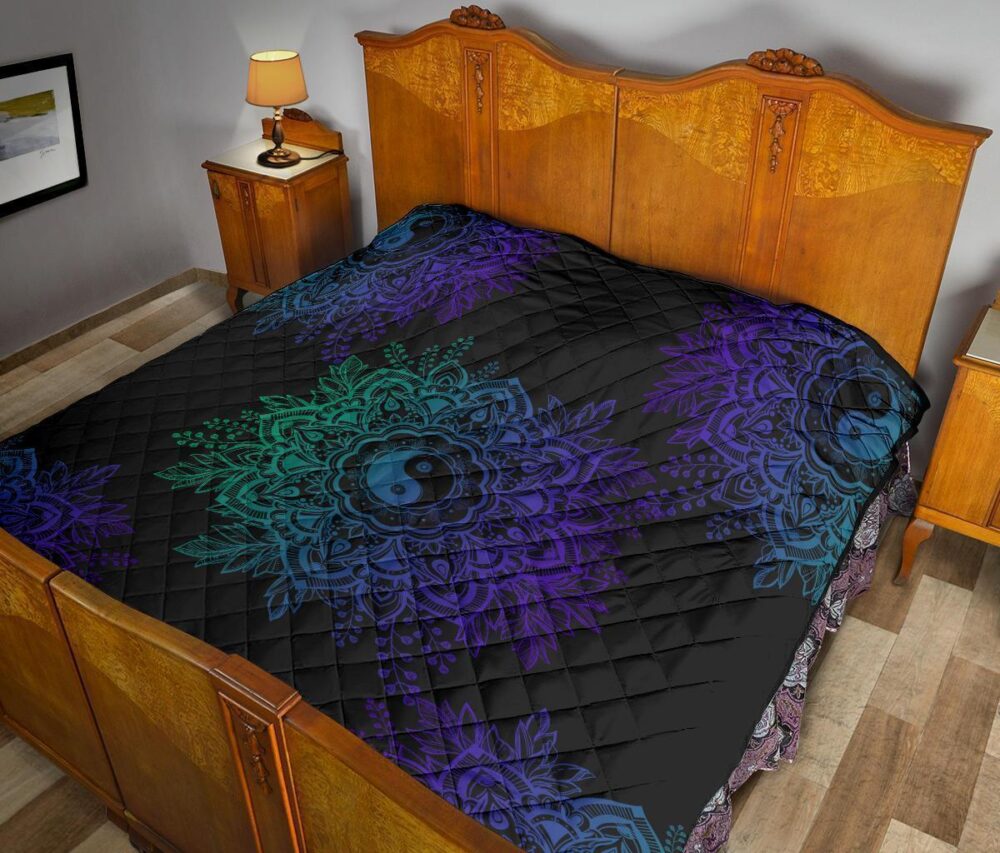 Mandala Yin and Yang Quilt Blanket For Yoga Lover