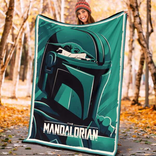 mandalorian fleece blanket funny baby yoda bounty hunter geewo