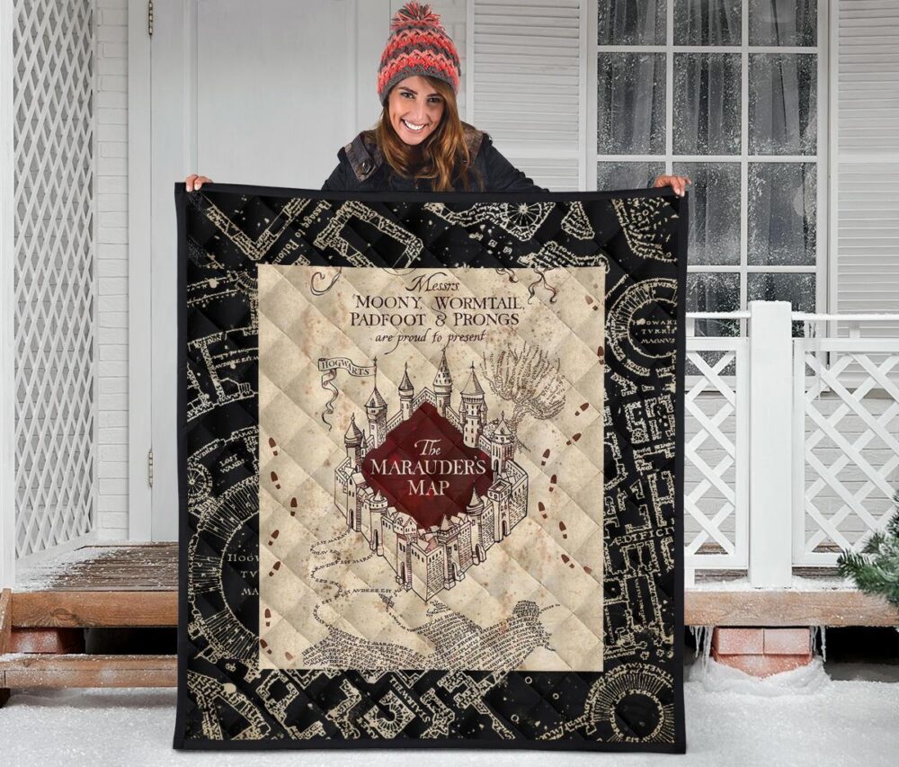 Marauders Map Quilt Blanket For Harry Potter Fan Gift