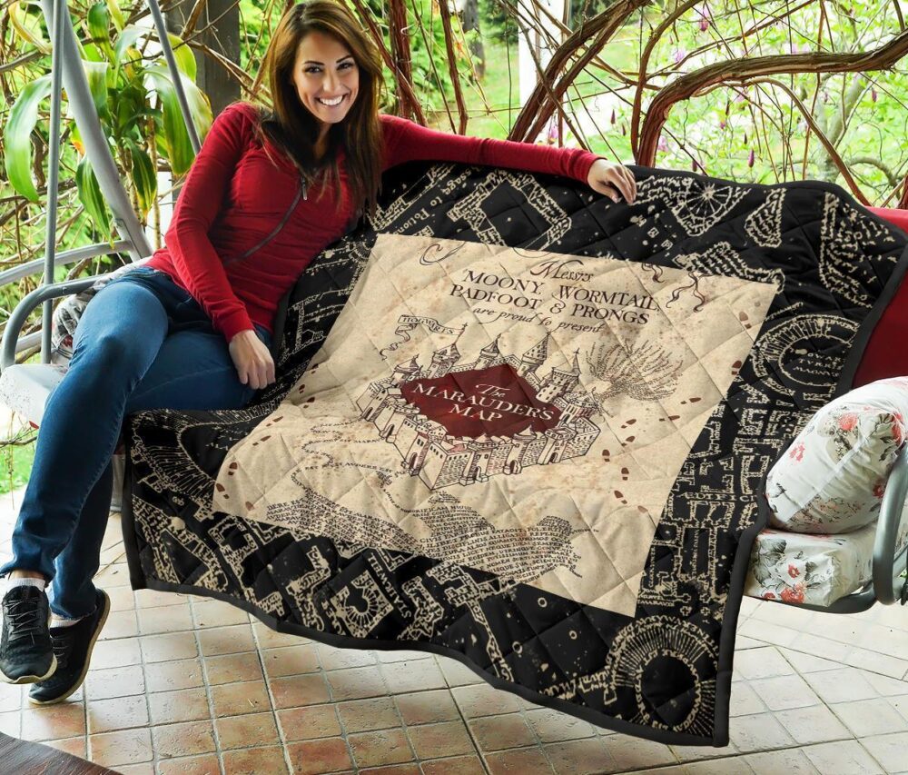 Marauders Map Quilt Blanket For Harry Potter Fan Gift