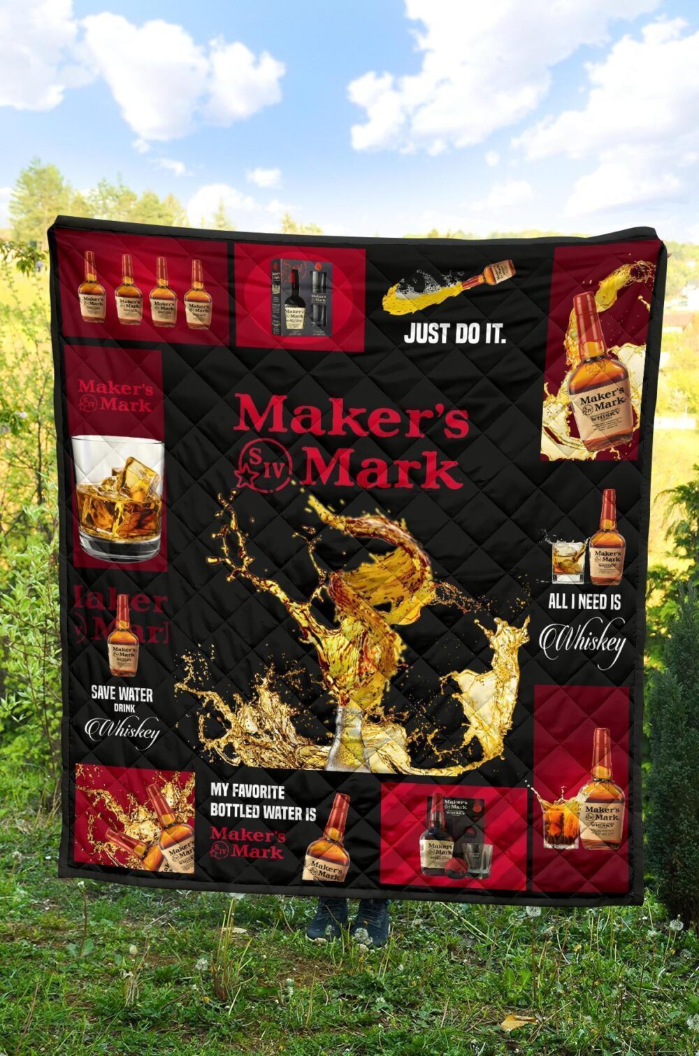 Marker’s Mark Quilt Blanket All I Need Is Whisky Gift Idea