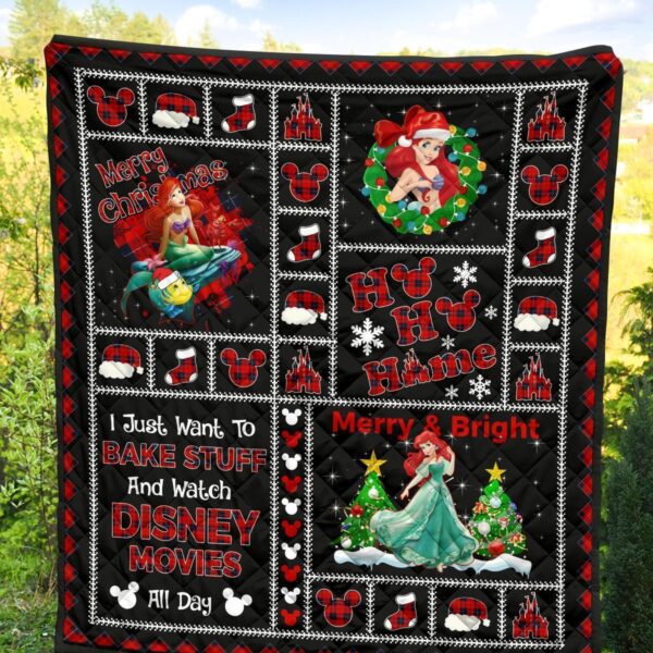 merry christmas ariel litter mermaid quilt blanket xmas gift brgki