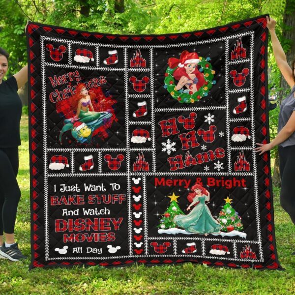 merry christmas ariel litter mermaid quilt blanket xmas gift urukv