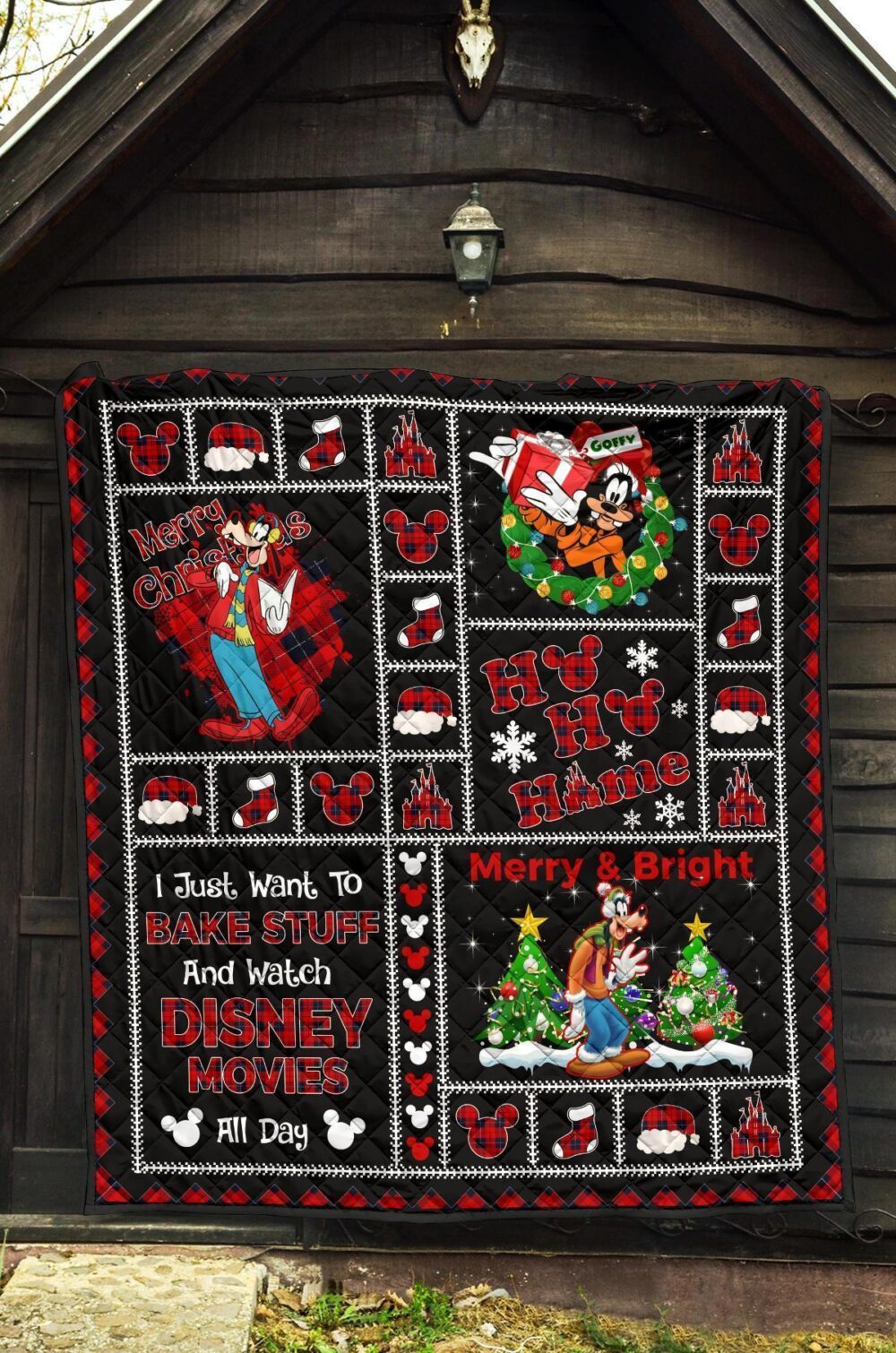 Merry Christmas Goofy Quilt Blanket Xmas Gift DN Fan