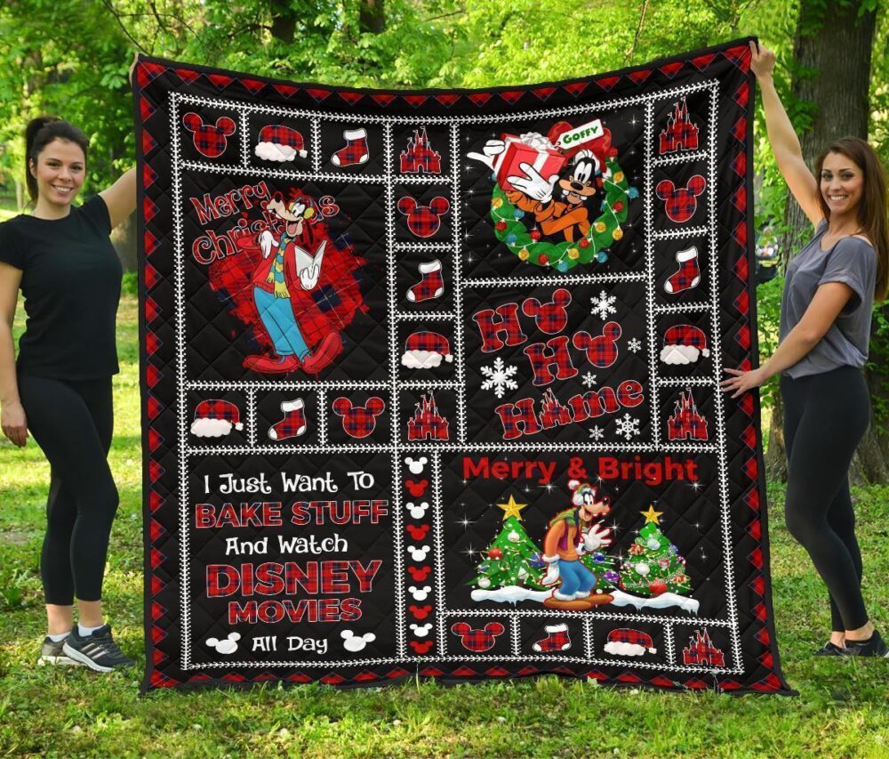 Merry Christmas Goofy Quilt Blanket Xmas Gift DN Fan