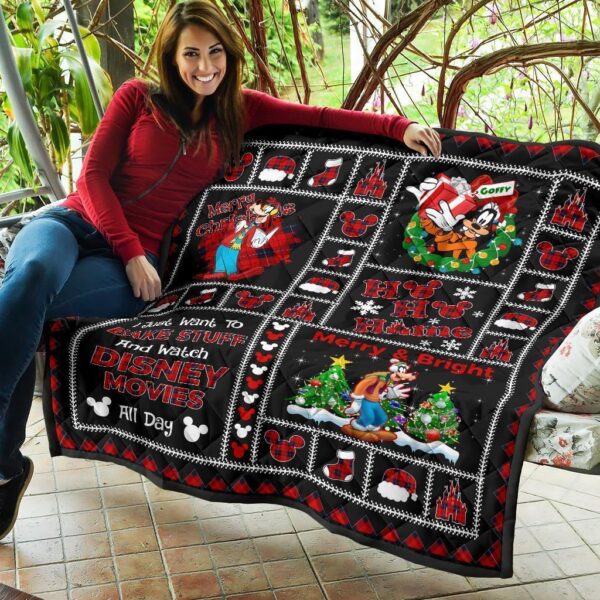 merry christmas goofy quilt blanket xmas gift dn fan 5c4k6