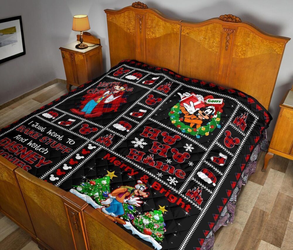 Merry Christmas Goofy Quilt Blanket Xmas Gift DN Fan