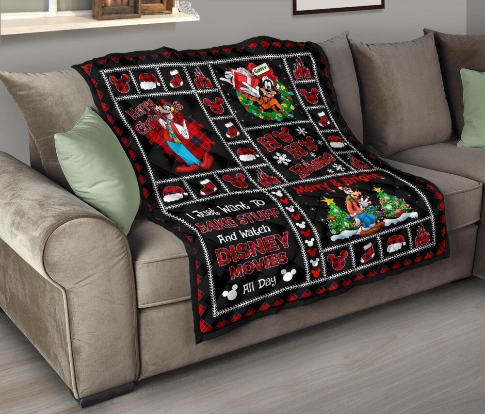 Merry Christmas Goofy Quilt Blanket Xmas Gift DN Fan