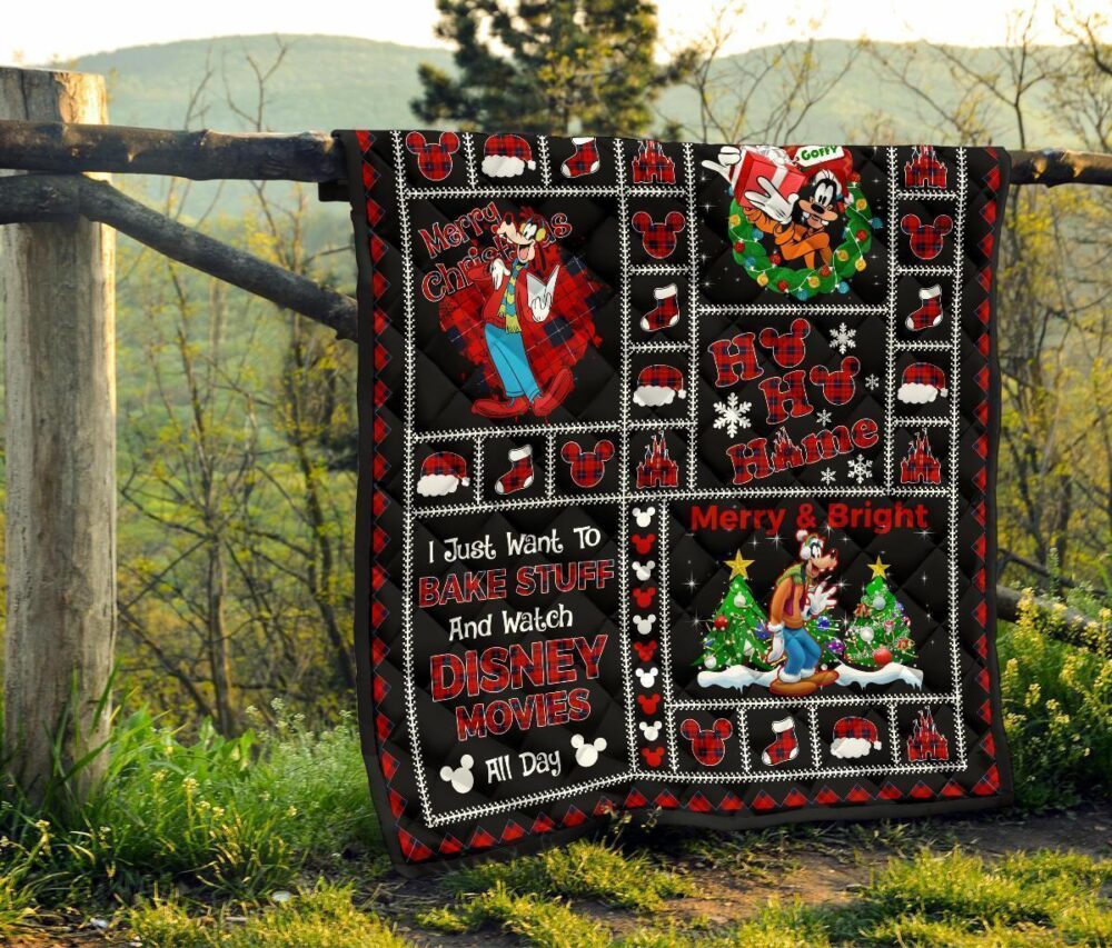 Merry Christmas Goofy Quilt Blanket Xmas Gift DN Fan