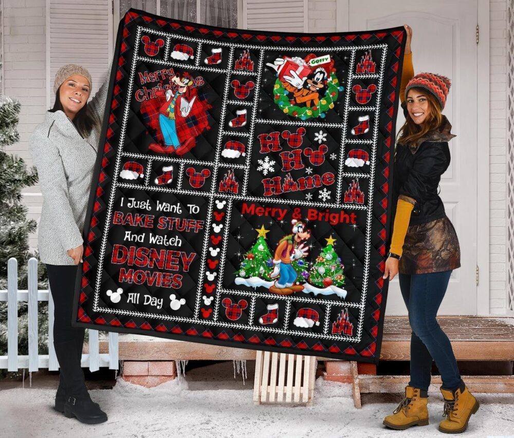 Merry Christmas Goofy Quilt Blanket Xmas Gift DN Fan