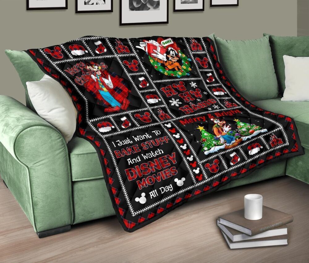 Merry Christmas Goofy Quilt Blanket Xmas Gift DN Fan