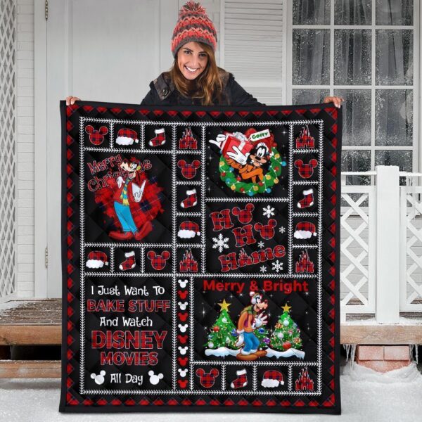 merry christmas goofy quilt blanket xmas gift dn fan zytuu