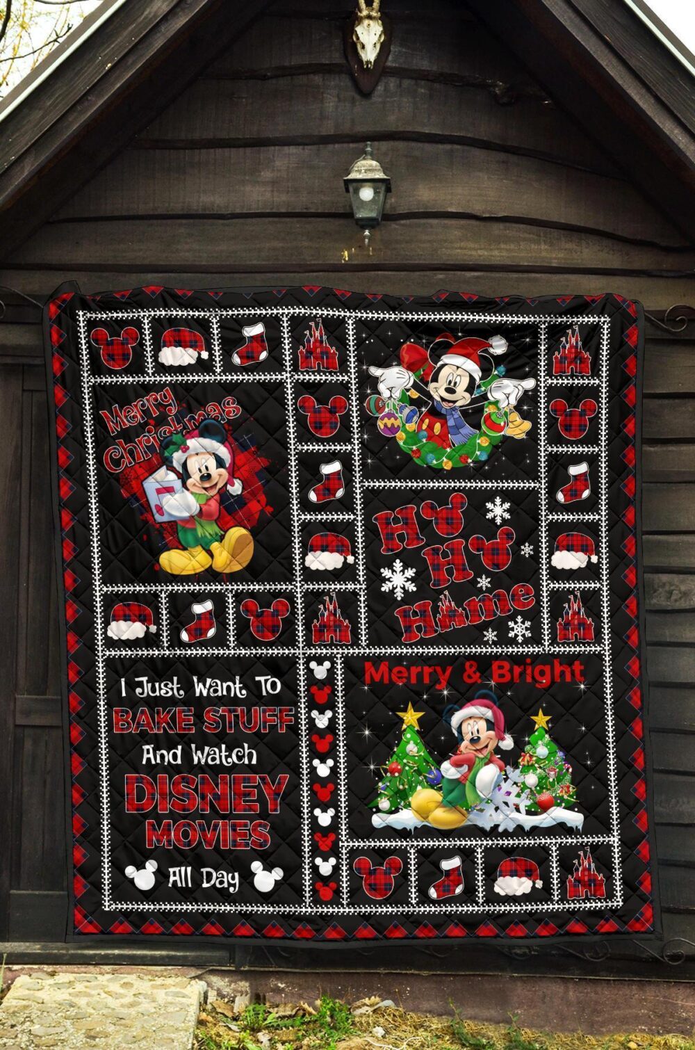 Merry Christmas Mickey Quilt Blanket Xmas Gift DN Fan