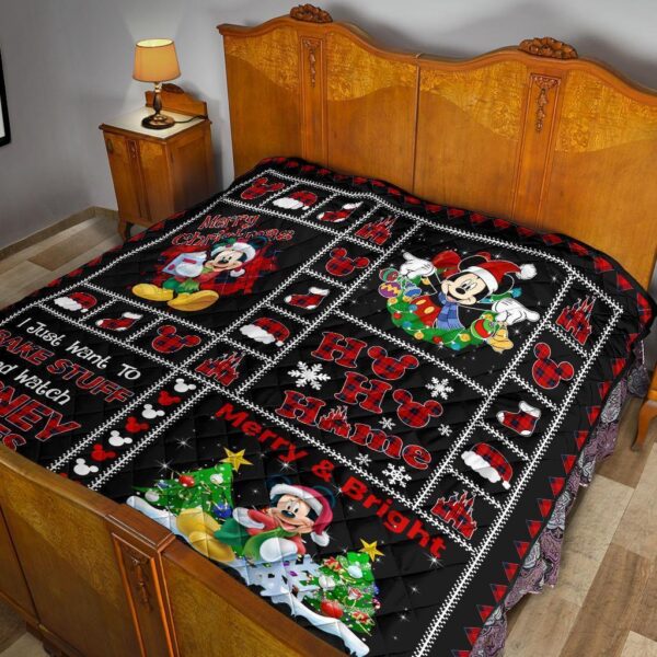 merry christmas mickey quilt blanket xmas gift dn fan qb008 bxz9a