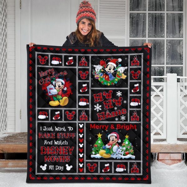 merry christmas mickey quilt blanket xmas gift dn fan qb008 cyow8