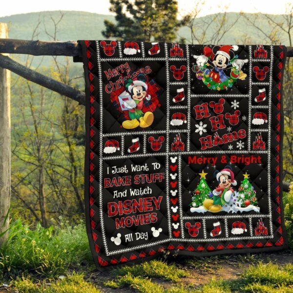 merry christmas mickey quilt blanket xmas gift dn fan qb008 fswi8