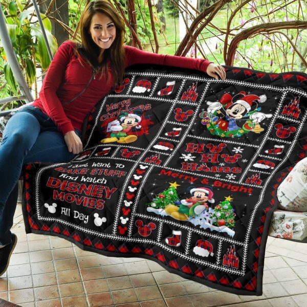 merry christmas mickey quilt blanket xmas gift dn fan qb008 gydqe