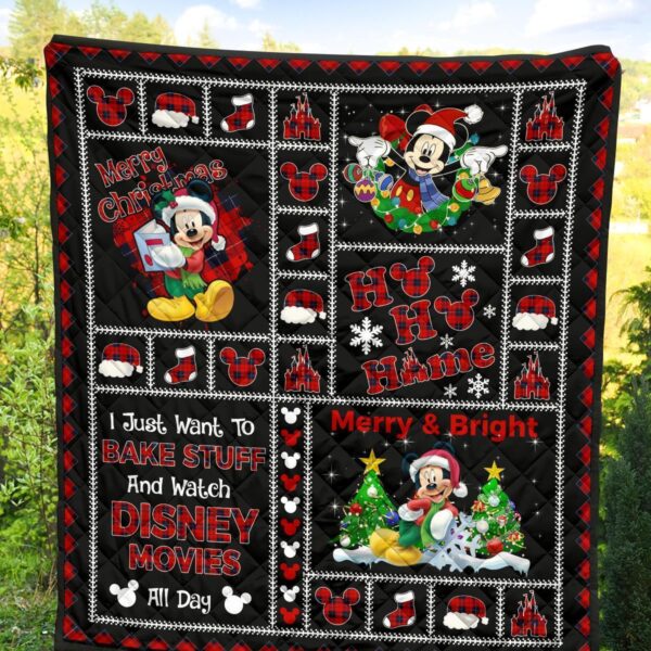 merry christmas mickey quilt blanket xmas gift dn fan qb008 rmeaj