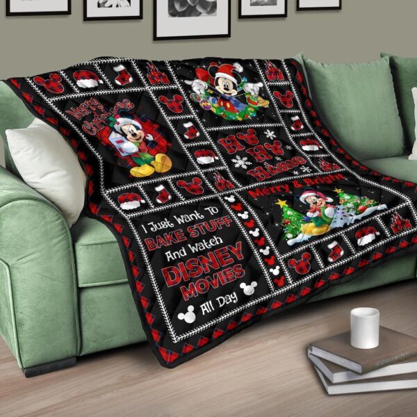 merry christmas mickey quilt blanket xmas gift dn fan qb008 wof64