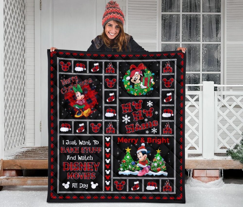 Merry Christmas Minnie Quilt Blanket Xmas Gift DN Fan