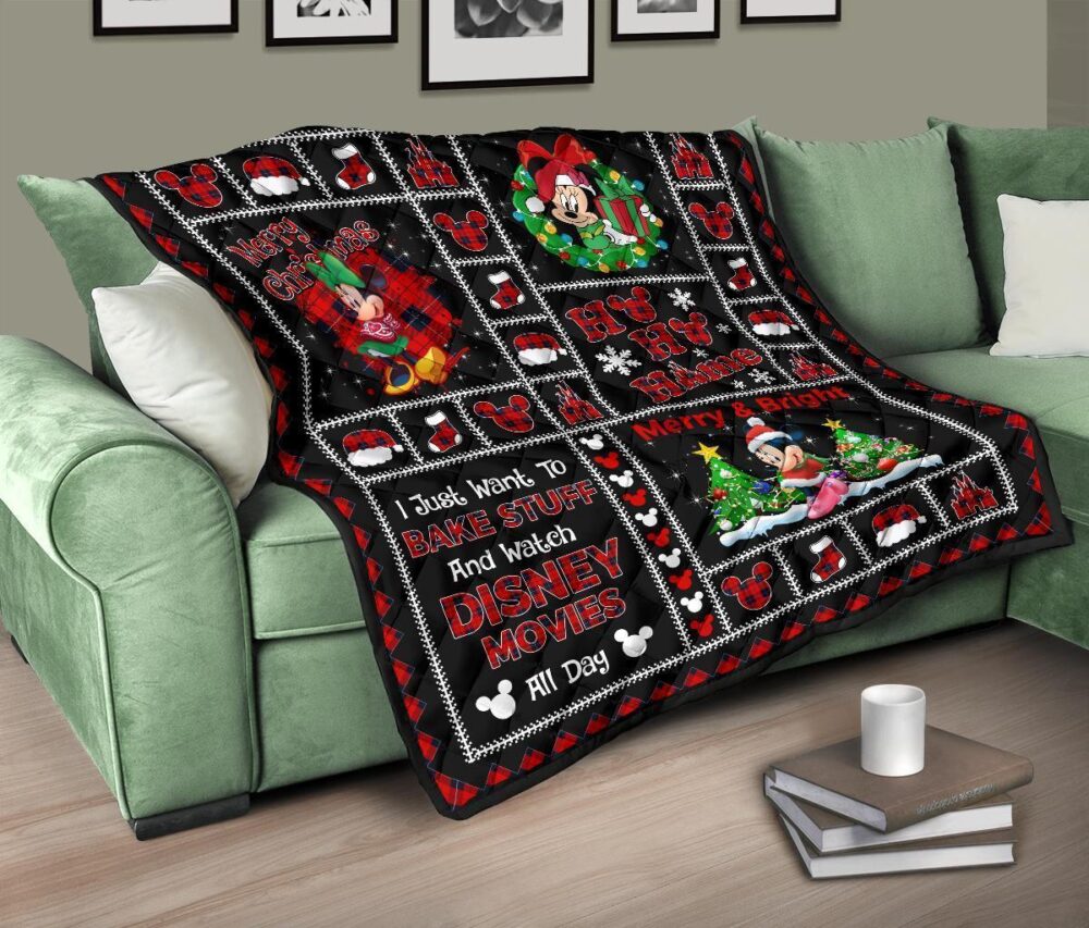 Merry Christmas Minnie Quilt Blanket Xmas Gift DN Fan