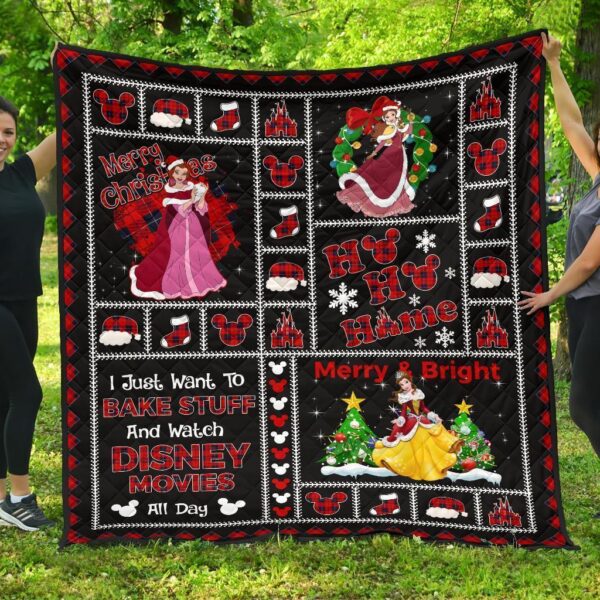 merry christmas princess belle quilt blanket xmas gift dn fan 8dpwo