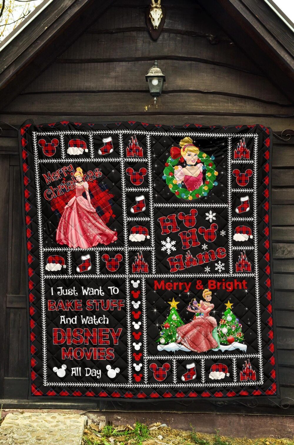 Merry Christmas Princess Cinderella Quilt Blanket Xmas Gift