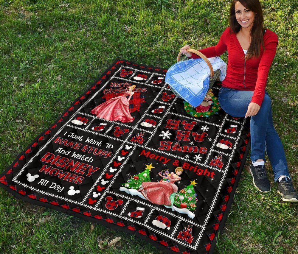 Merry Christmas Princess Cinderella Quilt Blanket Xmas Gift