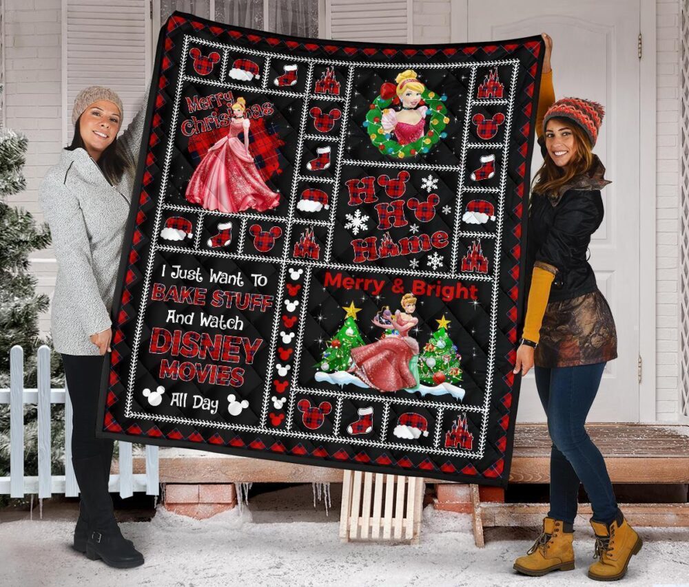 Merry Christmas Princess Cinderella Quilt Blanket Xmas Gift