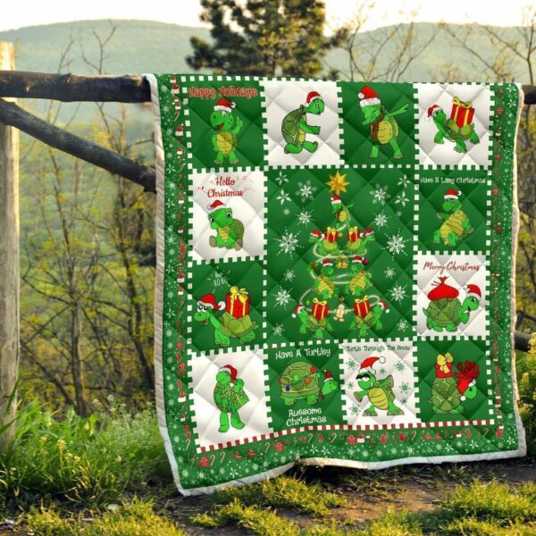 merry xmas turtle quilt blanket funny xmas gift turtle lover 6vgqh