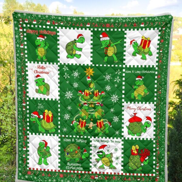 merry xmas turtle quilt blanket funny xmas gift turtle lover h4ivl