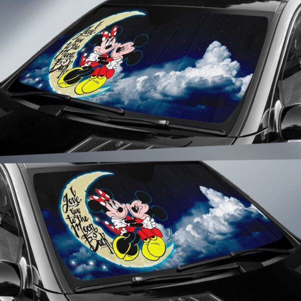 mickey and minnie i love you to the moon and back cartoon auto sun shade fan gift cssmk04 9dbib