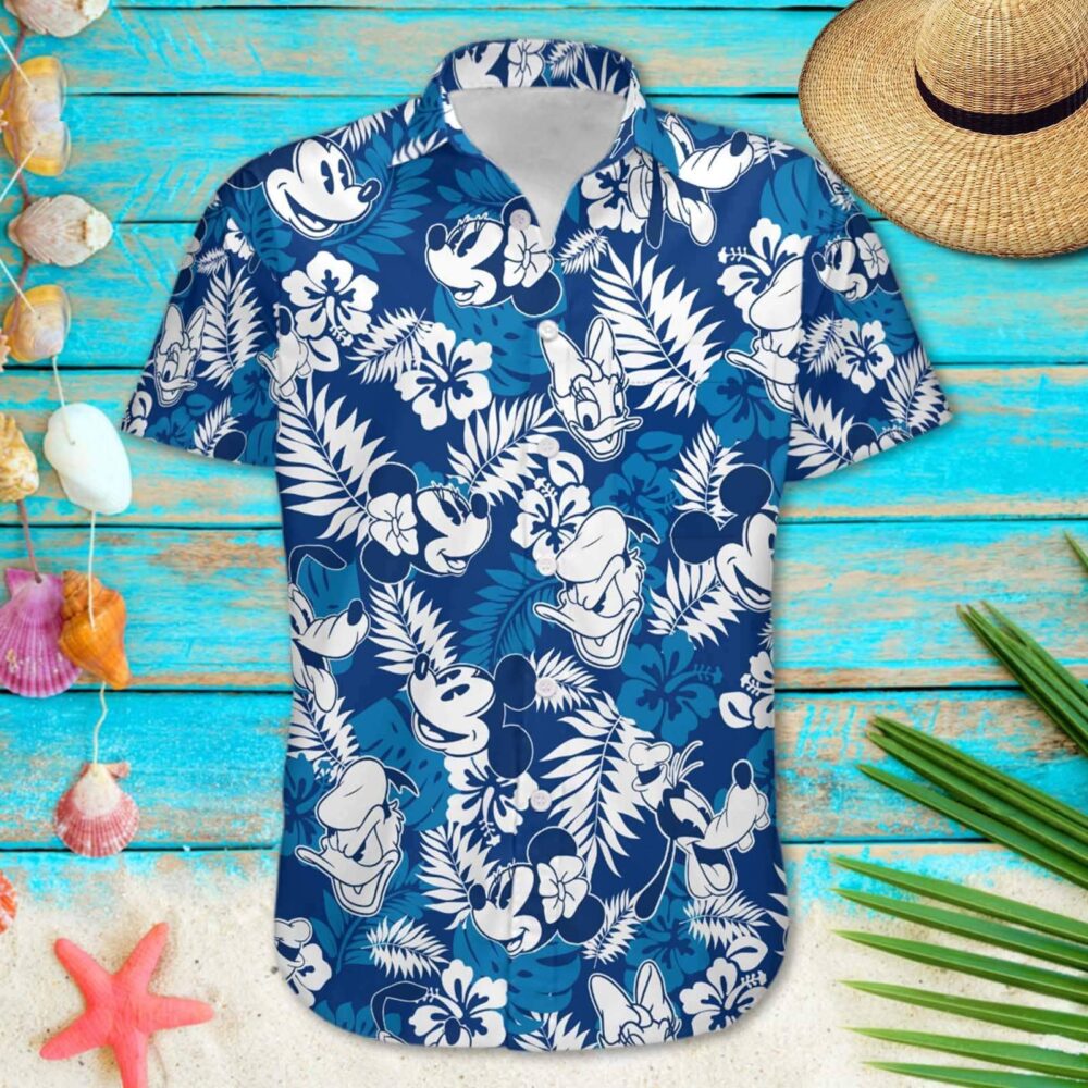 Mickey Custom Tropical Blue Hawaiian Shirt | Hawaiian Shirt Women | Hawaiian Shirt Custom | Hawaiian Shirt Blue