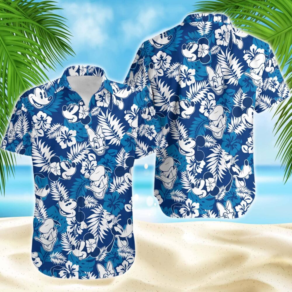 Mickey Custom Tropical Blue Hawaiian Shirt | Hawaiian Shirt Women | Hawaiian Shirt Custom | Hawaiian Shirt Blue