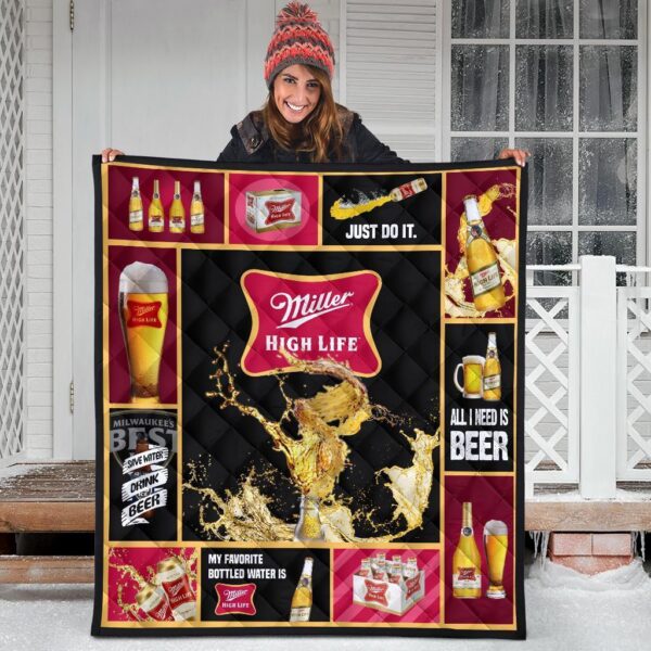 miller high life quilt blanket all i need is beer gift idea d6vva