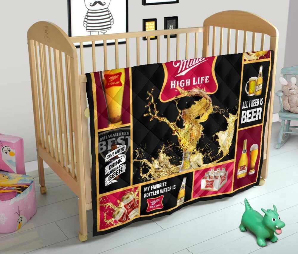 Miller High Life Quilt Blanket All I Need Is Beer Gift Idea