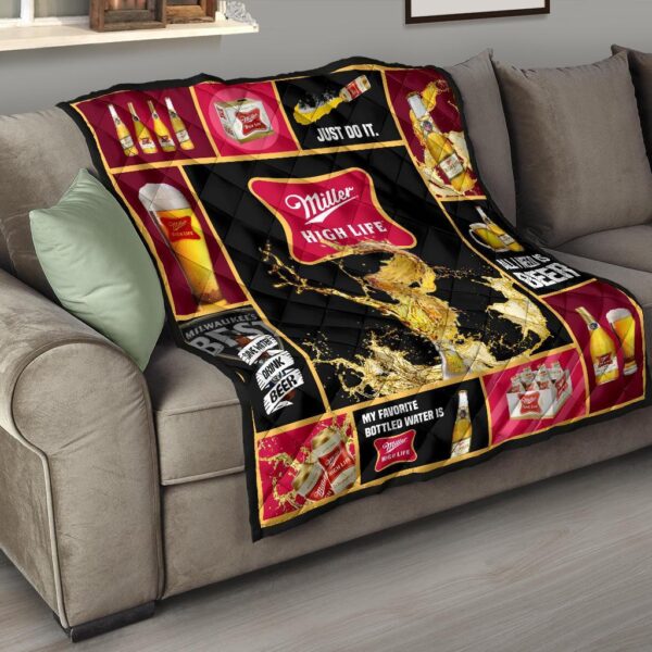 miller high life quilt blanket all i need is beer gift idea infsx