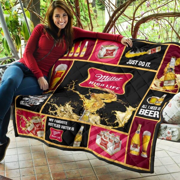 miller high life quilt blanket all i need is beer gift idea j0pm3