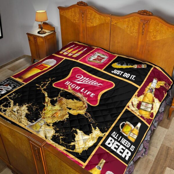 miller high life quilt blanket all i need is beer gift idea serfg