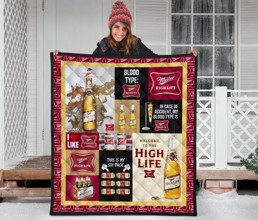 Miller High Life Quilt Blanket Funny Gift For Beer Lover